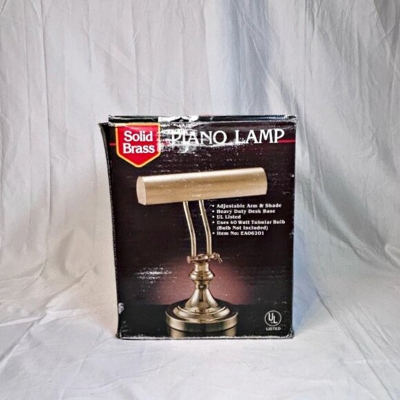 Vintage Collins Industries Adjustable Solid Brass Bankers Desk Piano Lamp w/Box - Picture 8 of 9